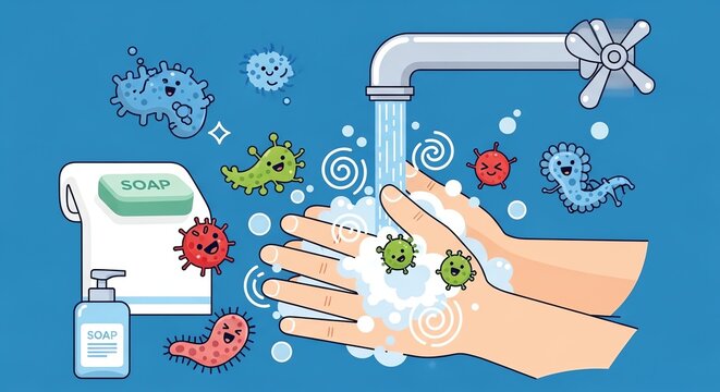 Handwashing with soap to prevent germs and maintain hygiene in daily life.