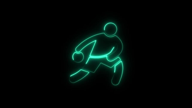 Neon athlete running animation futuristic sports figure in motion glowing green lines on black background modern minimalist athletic movement