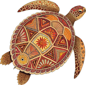 Ornate Turtle Shell Native American Design