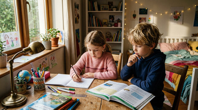 Children doing their Homework.