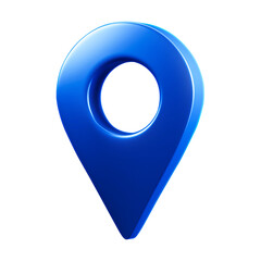 Blue 3d location pin map marker pointer icon for gps navigation destination isolated png © Lemonsoup14