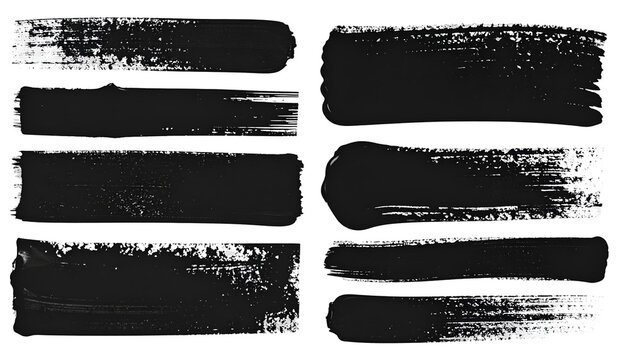 Black brushstroke textures on a transparent background, creating visual interest