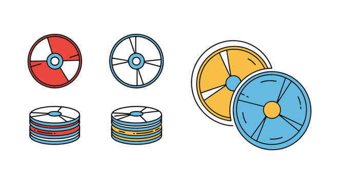 Flap Disc Line art vector set clean shape abstract