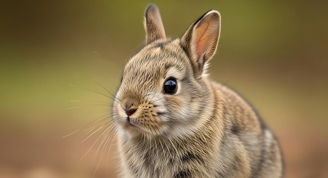 Adorable Brown Bunny Rabbit with Alert Expression in Natural Habitat.