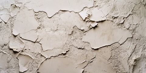 Fototapeta premium White textured stucco wall surface. Rough plaster relief background with cracked paint. Abstract construction material for architecture design and interior decoration artistic backdrop.