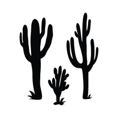 Fototapeta premium Cactus silhouette vector illustration black and white