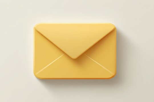 Minimal yellow email icon in flat design on white background