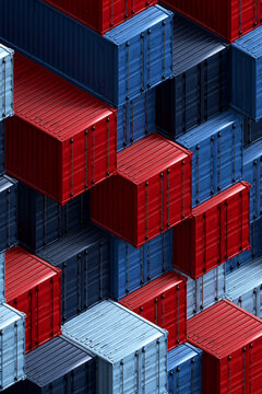 3D Shipping Container Stack with geometric cargo pattern