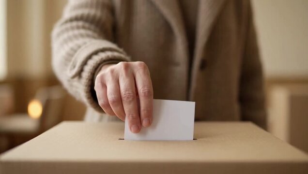 Casting a ballot paper during an election, symbolizing the exercise of democratic rights.&nbsp;