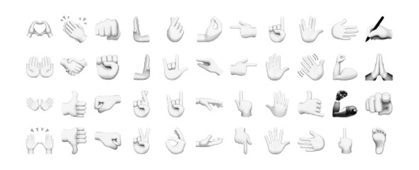 Obraz premium Set of Halftone Hand Icons Vector Isolated