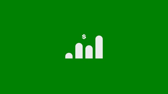 Business Sales, Revenue, Income Fluctuation, Price or Cost Fluctuation Graph Bars concept - minimal motion graphics clip with Green Background, foreground color 7.5% gray