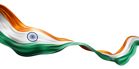 Indian or india flag ribbon flowing isolated on transparent background with copy space 3D render © ArtBackground