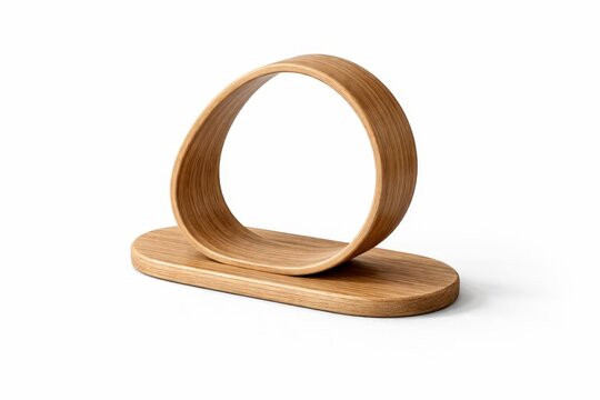 steam bent oak napkin holder flowing loop silhouette editorial isolated white background