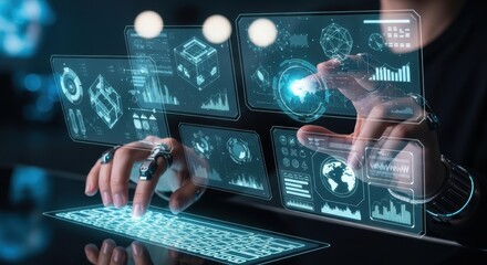 Fototapeta premium Close-up of futuristic UI interactions 