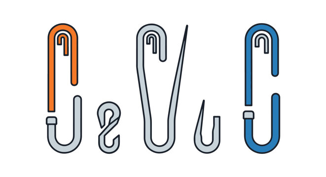Cotter Pin Line art vector minimal colorful shapes illustration