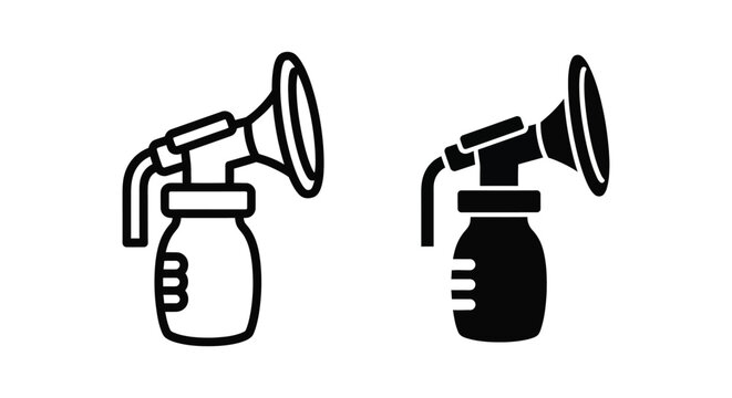 Breast pump icon set manual breast pump for breastfeeding mothers vector illustration