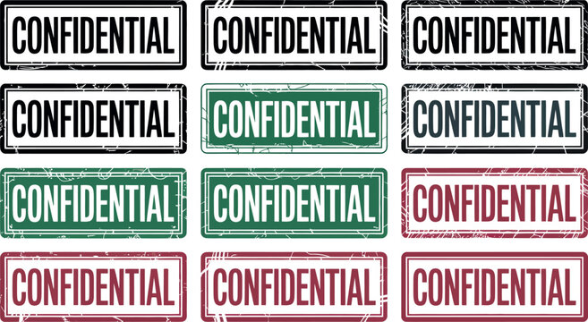 Collection of 'confidential' stamps in various colors and styles