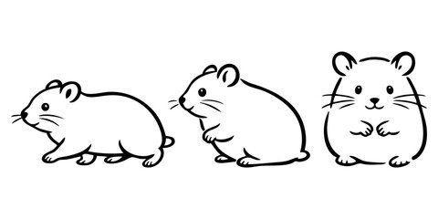 Dibujo sencillo con líneas de un grupo de simpáticos hamsters © teracreonte