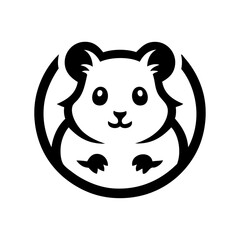 Logotipo con dibujo sencillo con líneas de la cabeza de un simpático hamster visto de frente, en un círculo  © teracreonte