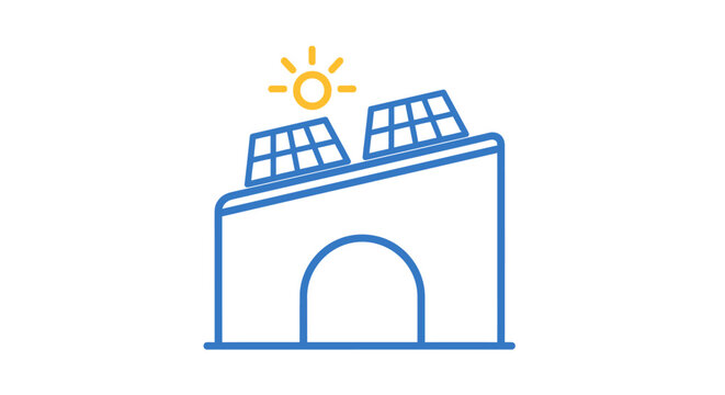Solar Panels on a Building Generating Clean Energy.
