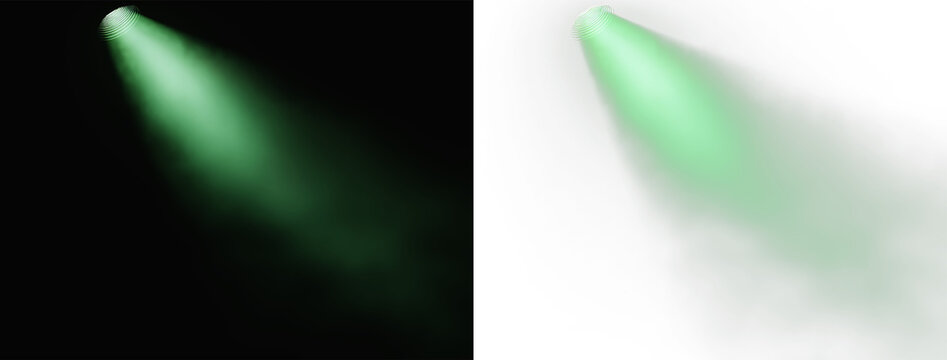 green spotlight beam with realistic volumetric haze and soft light projection png
