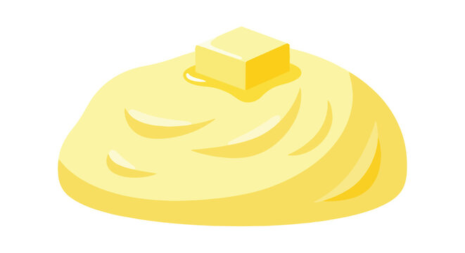 Rich mashed potato mound topped with melting butter, a comforting culinary illustration for delicious dishes