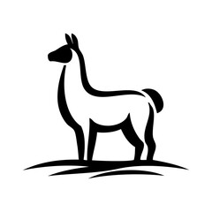 Logotipo con dibujo sencillo con líneas de una llama andina de perfil  © teracreonte