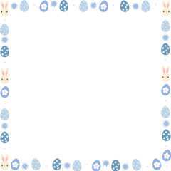 Obraz premium Hand Drawn Easter Frame Cute Bunny Floral Border Illustration 