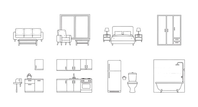 Architectural Project Vector &ndash; Furnishing, Room & Plan Illustration
