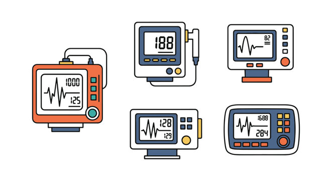 Capnography Monitor Line art clean abstract colorful vector