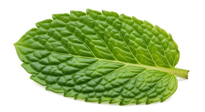 Fresh Green Mint Leaf Isolated on White Background for Culinary Use.