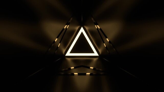 Purple and Yellow Triangular Corridor with Bright Neon Flashes Background VJ Loop in 4K