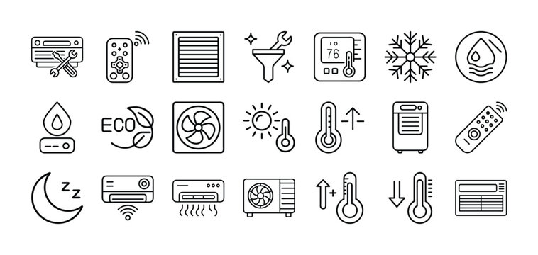 Collection of air conditioning and temperature control icons