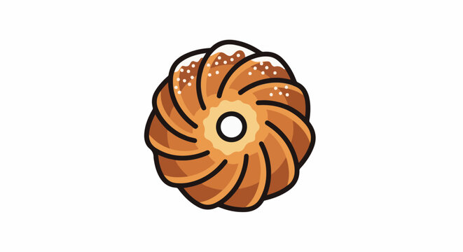 Stylized image of a bundt cake with a hole in the center and frosting