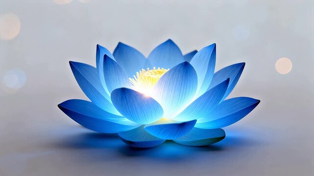 Blue lotus flower with glowing center