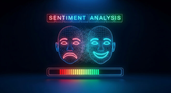 Digital representation of sentiment analysis using contrasting facial expressions and color spectrum