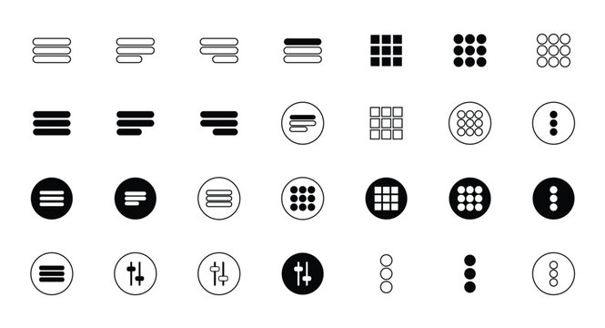 Menu icon set.Minimal Set of Hamburger Menu Flat Icons.Hamburger menu icons, web.Vector illustrantion 