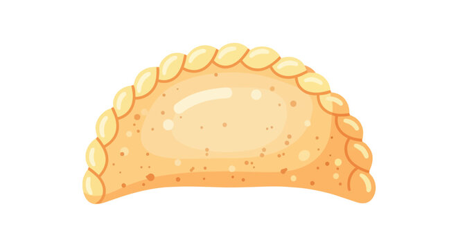 Delicious golden pastry illustration with traditional crimped edge on a pristine white background perfect for culinary designs menu items or snack