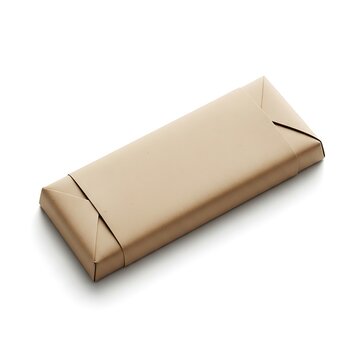 A brown paper wrapped package on a white background