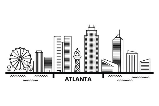 Atlanta skyline sketch a minimalist line drawing of the city's iconic buildings