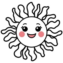 Obraz premium A cheerful cartoon sun with a smiling face and rosy cheeks