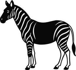 Fototapeta premium Black silhouette of a zebra with white stripes africa