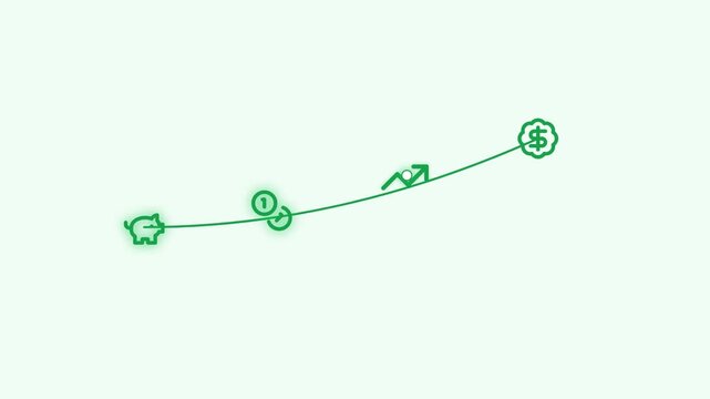 Minimalist green line rising steadily across pale split background illustrating growth trend concept