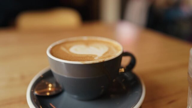 Serene coffee cup with water. Calm coffee setting with gentle background ambiance