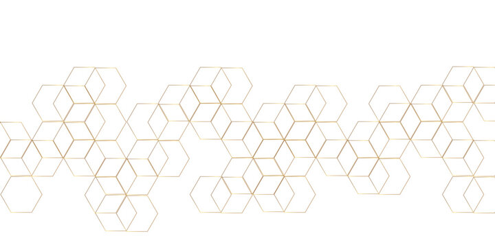 Abstract background golden hexagon stock line background. abstract artistic of geometric background Gold gradient abstract seamless vector pattern. Minimal style website banner, decoration Vector.
