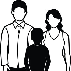Fototapeta premium Family Silhouette Icon with One Child Keywords: family, icon, people, parents, child, mother
