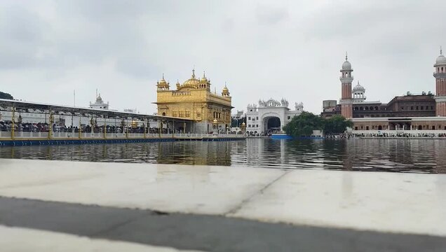 Beautiful view of Golden Temple - Harmandir Sahib in Amritsar, Punjab, India, Famous indian sikh landmark, Golden Temple, the main sanctuary of Sikhs in Amritsar, India