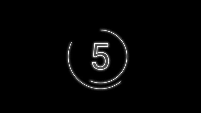 Digital 10 second countdown with white light text on a black background for app developer, fintech, edtech, subscription service. High-quality 4K
