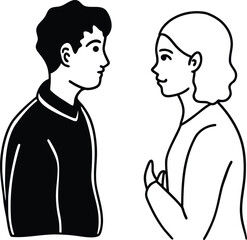 Obraz premium Man and Woman Talking Silhouette conversation