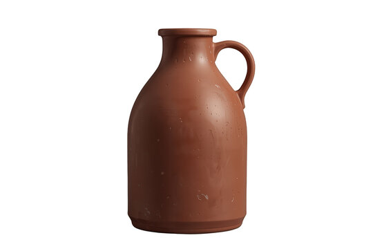 Terracotta jug featuring a sturdy handle, ideal for water or wine, showing traditional rustic craftsmanship. Transparent background